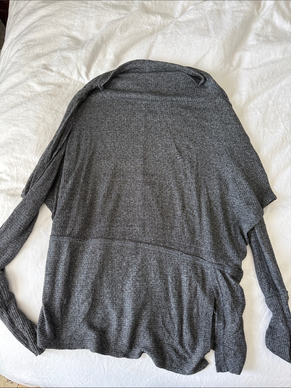 We The Free Charcoal Gray Ribbed Pullover Sweater